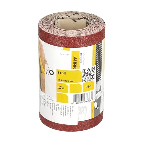 Mirka Red Schleifpapier-Rolle 115mm x 5m / Körnung P80 / 1 Rolle/zum Schleifen von Holz, Metall und Kunststoff von MIRKA