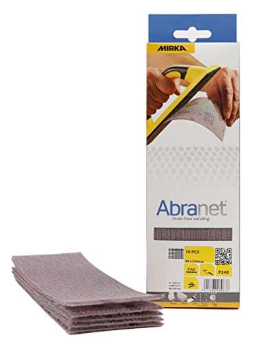 Mirka Abranet® Netz-Schleifstreifen (80 x 230 mm), Profi-Schleifgitter mit P240 Körnung und Klett, für Handschliff, Schwingschleifer und Handschleifblock, 10er Pack von MIRKA