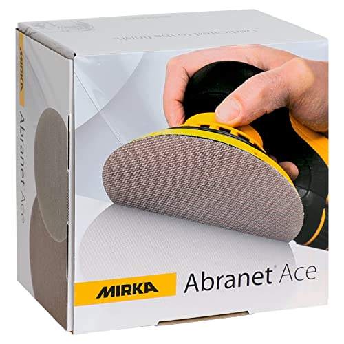 Mirka Abranet Ace Netz Schleifscheiben Ø 150mm Klett / Korn P240 / 50 Stk / Für alle 150mm Exzenterschleifer und Schleifmaschinen / Teilkeramisch / zum Schleifen von harten Oberflächen, Holz, Metall von MIRKA