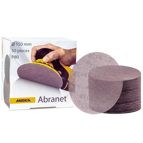 Mirka Abranet Netz-Schleifscheiben Ø 150 mm Klett/Korn P80 / 50 Stk/zum Schleifen von Holz, Spachtel, Lack, Kunststoff / 5424105080 von MIRKA