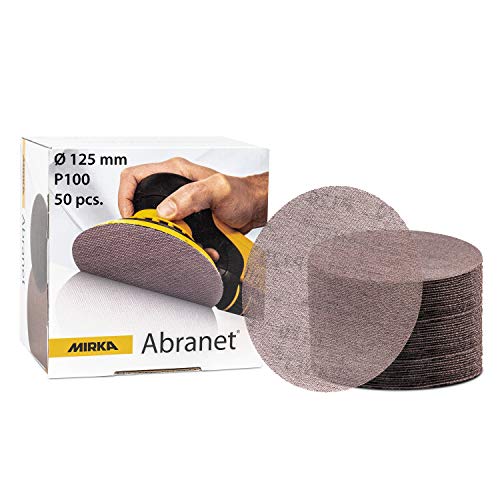 Mirka Abranet Schleifgitter 125mm Klett/Korn P100 / 50 Stk / 5423205010 / Für alle 125mm Exzenterschleifer und Schleifmaschinen geeignet/zum Schleifen von Holz, Spachtel, Lack, Kunststoff von MIRKA