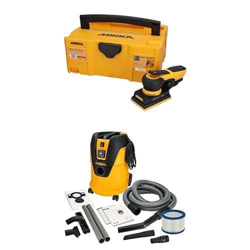 Mirka DEOS II 353 Schwingschleifer im Koffer 81x133mm 300 W vibrationsarme Schleifmaschine + Mirka Industriestaubsauger Nass- und Trockensauger 25 Liter von MIRKA