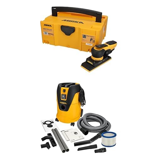 Mirka DEOS II 383 Schwingschleifer im Koffer 70x198mm 300 W vibrationsarme Schleifmaschine + Mirka Industriestaubsauger Nass- und Trockensauger 25 Liter von MIRKA