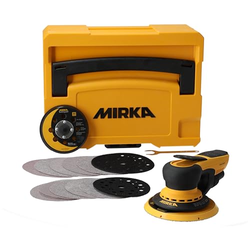 Mirka DEROS II 5650 Exzenter-Schleifer Schleifmaschine mit Absaugung für Ø 125 & 150mm Schleifpapier, 5,0mm Hub Maschine für staubfreies Schleifen von Holz, Trockenbau & Metall, MID5650404CA von MIRKA