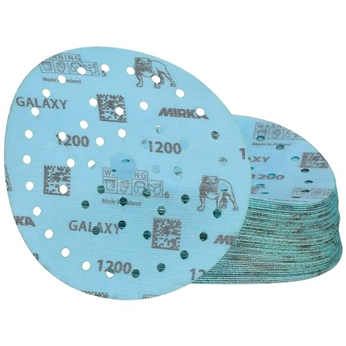 Mirka Galaxy Epoxid Schleifpapier 150mm Klett Korn 1200 zum Schleifen von Epoxidharz, Holz, Epoxy, Rivertable / 50 Stk Schleifscheiben von MIRKA