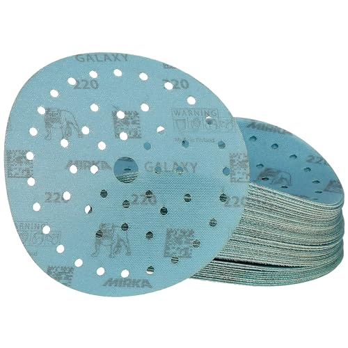 Mirka Galaxy Epoxid Schleifpapier 150mm Klett Korn 220 zum Schleifen von Epoxidharz, Holz, Epoxy, Rivertable / 50 Stk Schleifscheiben von MIRKA