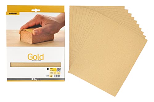 Mirka Gold Schleifpapier Schleifbögen / 230x280 mm/ Korn P80 / 10 Stk / Zum Schleifen von Gips, Spachtel, Spanplatten, Holz, Lack von MIRKA