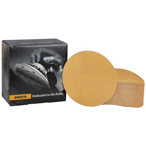 Mirka Gold Universal-Schleifpapier Ø 150mm / selbstklebend/Korn P80, 100 Stk/Zum Schleifen von Gips, Spachtel, Spanplatten, Holz, Lack von MIRKA