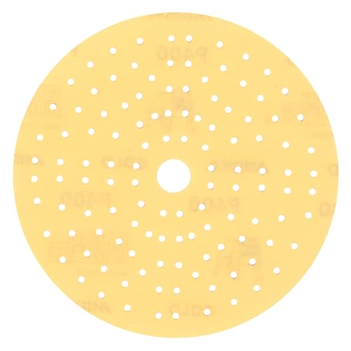 Mirka Gold Universal-Schleifpapier Ø 150mm Klett 121-Loch/Korn P500, 100 Stk/Zum Schleifen von Gips, Spachtel, Spanplatten, Holz, Lack von MIRKA