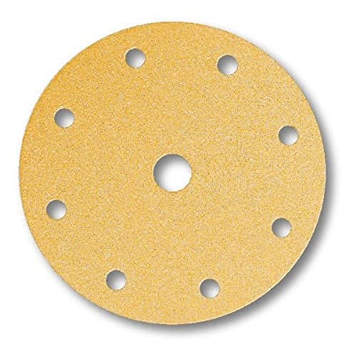 Mirka Gold Universal-Schleifpapier Ø 150mm Klett 9-Loch, Korn P100, 100 Stk / Zum Schleifen von Gips, Spachtel, Spanplatten, Holz, Lack von MIRKA