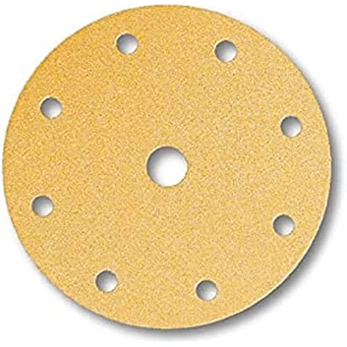 Mirka Gold Universal-Schleifpapier Ø 150mm Klett 9-Loch, Korn P180, 100 Stk/Zum Schleifen von Gips, Spachtel, Spanplatten, Holz, Lack von MIRKA