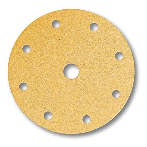 Mirka Gold Universal-Schleifpapier Ø 150mm Klett 9-Loch, Korn P400, 100 Stk / Zum Schleifen von Gips, Spachtel, Spanplatten, Holz, Lack von MIRKA