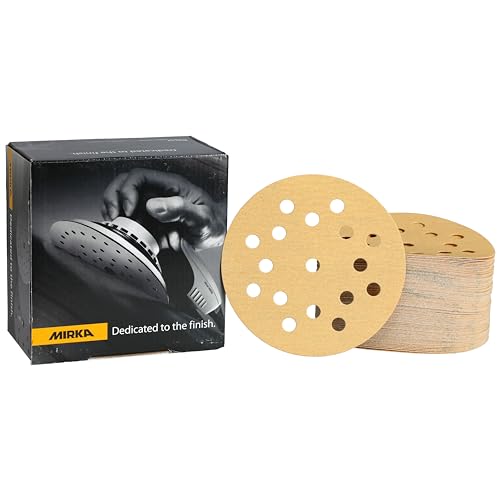 Mirka Gold Universal-Schleifpapier Ø 125mm Klett 17-Loch, Korn P150, 100 Stk / Zum Schleifen von Gips, Spachtel, Spanplatten, Holz, Lack von MIRKA