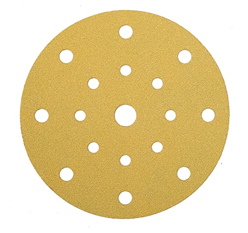 Mirka Gold Universal-Schleifpapier Ø 150mm Klett 17-Loch / Korn P100, 100 Stk / Zum Schleifen von Gips, Spachtel, Spanplatten, Holz, Lack von MIRKA