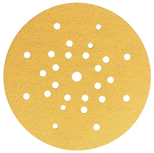 Mirka Gold Universal-Schleifpapier Ø 225mm Klett 27-Loch / Korn P120 / 10 Stück / Zum Schleifen von Gips, Spachtel, Spanplatten, Holz, Lack von MIRKA