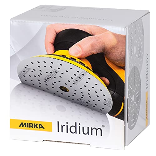 Mirka Iridium Premium-Schleifpapier Ø 150mm Klett 121-Loch, Korn 500, 100 Stk/Zum Schleifen von Lack, Spachtel, Grundierung, Holz, Stahl, Mineralwerkstoffe, Kunststoff von MIRKA