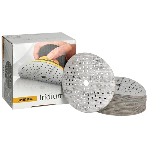 Mirka Iridium Premium-Schleifpapier Ø 125mm Klett 89-Loch, Korn 1000, 100 Stk / Zum Schleifen von Lack, Spachtel, Grundierung, Holz, Stahl, Mineralwerkstoffe, Kunststoff von MIRKA