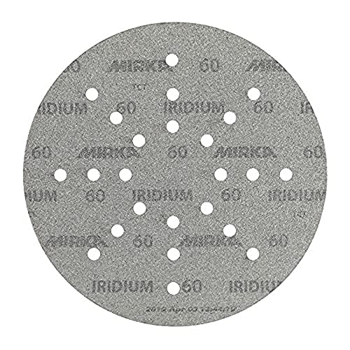 Mirka Iridium Schleifpapier Ø 225mm Klett Korn 60/25 Scheiben/Für Trockenbauschleifer Wand- und Deckenschleifer/Schleifen von Lack, Spachtel, Grundierung, Holz, Stahl, Mineralwerkstoffe von MIRKA