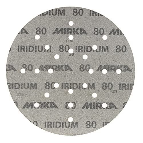 Mirka Iridium Schleifpapier Ø 225mm Klett Korn 80/25 Scheiben/Für Trockenbauschleifer Wand- und Deckenschleifer/Schleifen von Lack, Spachtel, Grundierung, Holz, Stahl, Mineralwerkstoffe von MIRKA