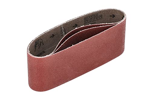 Mirka Red 3 x Gewebe-Schleifbänder 75x457mm / Korn P60 / hochwertiges Schleifband für Bandschleifer / Zum Schleifen von Holz und Metall von MIRKA