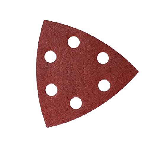 Mirka Red Deltaschleifer Schleifpapier Holz Schleifdreiecke Klett / 93x93x93 mm/Klett-Haftung / 6-Loch/Korn P180 / 5 Stück/zum Schleifen von Holz, Metall und Kunststoff von MIRKA