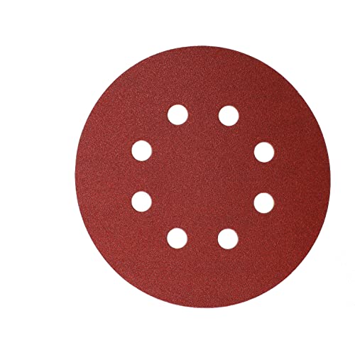 Mirka Red Schleifpapier Schleifscheiben Ø 125 mm/Klett-Haftung /8-Loch/Korn P180 /5 Stück/zum Schleifen von Holz, Metall und Kunststoff von MIRKA