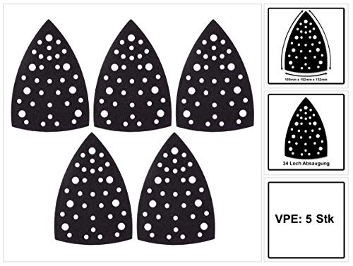 Mirka Schutzauflage 100x152x152mm Klett für Deltaschleifer Dreieckschleifer 32-Loch, 5 Stück, 8295902011 von MIRKA