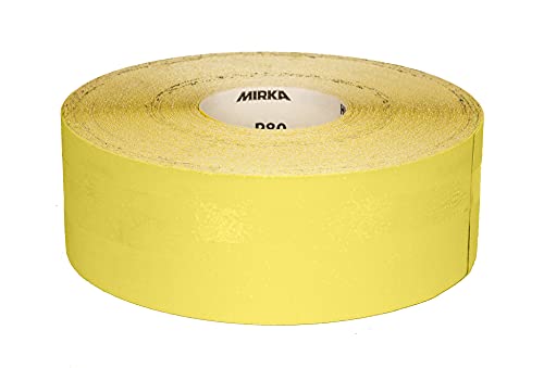 Mirka Yellow Schleifpapier Schleifrolle / 100mm x 50m / P40 / Schleifen von Hartholz, Weichholz, Farbe, Spachtel, Kunststoff / 1 Rolle von MIRKA