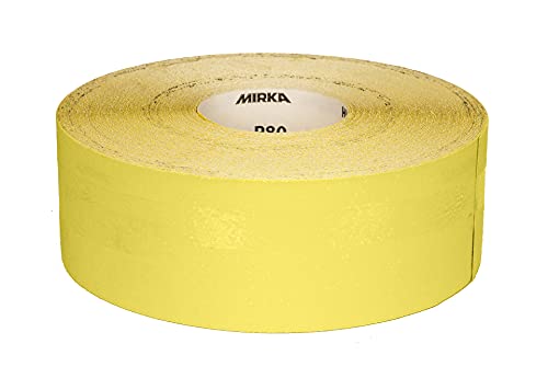 Mirka Yellow Schleifpapier Schleifrolle / 93mm x 50m / P60 /Schleifen von Hartholz, Weichholz, Farbe, Spachtel, Kunststoff / 1 Rolle von MIRKA