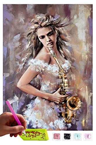 MISHBAY Diamond Painting - 30x40cm Diamond Painting Erwachsene - Diamant Painting Bilder Saxophonspieler - DIY 5D Satz Wand Dekor Diamantstickerei von MISHBAY