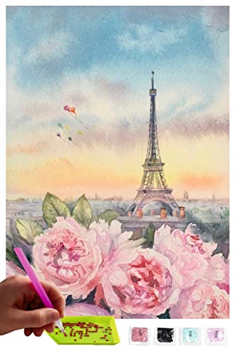 MISHBAY Diamond Painting Eiffelturm - 30x40cm Diamond Painting Erwachsene - Diamant Painting Bilder Paris - DIY 5D Satz Wand Dekor Diamantstickerei von MISHBAY