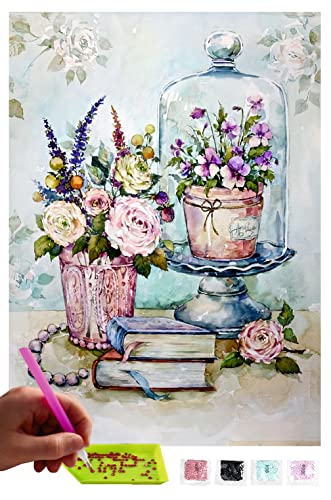 MISHBAY Diamond Painting Blumen - 30x40cm Diamond Painting Erwachsene - Diamant Painting Bilder - DIY 5D Satz Wand Dekor Diamantstickerei von MISHBAY