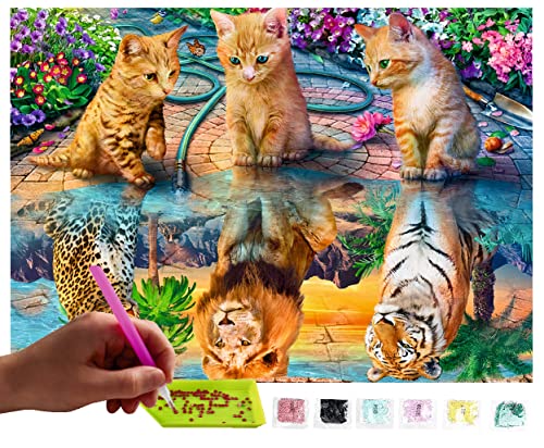 MISHBAY Diamond Painting Katze - 30x40cm Diamond Painting Katzen Erwachsene - Diamant Painting Bilder Katzen - DIY 5D Satz Wand Dekor Diamantstickerei von MISHBAY