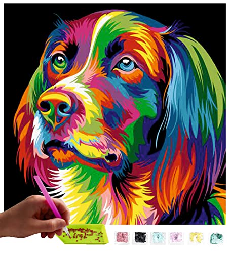 MISHBAY Diamond Painting Tiere - 30x30cm Diamond Painting Erwachsene - Diamant Painting Bilder Hund - DIY 5D Satz Wand Dekor Diamantstickerei von MISHBAY