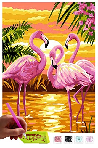 MISHBAY Diamond Painting Tiere - 30x40cm Diamond Painting Erwachsene - Diamant Painting Bilder Flamingos - DIY 5D Satz Wand Dekor Diamantstickerei von MISHBAY