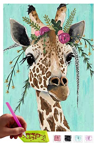 MISHBAY Diamond Painting Tiere - 30x40cm Diamond Painting Erwachsene - Diamant Painting Bilder Giraffe - DIY 5D Satz Wand Dekor Diamantstickerei von MISHBAY