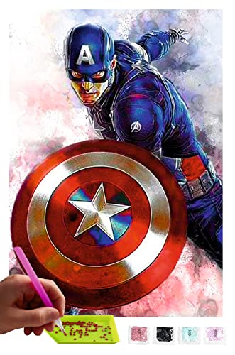 MISHBAY Diamond Painting Avengers - 30x40cm Diamond Painting Erwachsene - 5D Diamant Painting Bilder - Malen nach Zahlen Captain America von MISHBAY