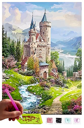 MISHBAY Diamond Painting Schloss - 30x40cm Diamond Painting Erwachsene - Diamant Painting Bilder - DIY 5D Satz Wand Dekor Diamantstickerei von MISHBAY