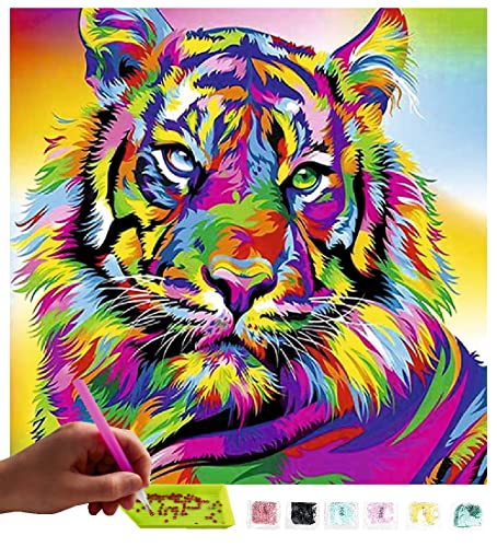 MISHBAY Diamond Painting Tiere - 30x30cm Diamond Painting Erwachsene - Diamant Painting Bilder Tiger - DIY 5D Satz Wand Dekor Diamantstickerei von MISHBAY