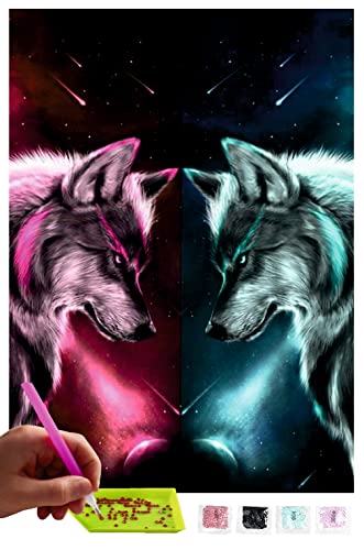 MISHBAY Diamond Painting Wolf - 30x40cm Diamond Painting Erwachsene - Diamant Painting Bilder Wölfe - DIY 5D Satz Wand Dekor Diamantstickerei von MISHBAY