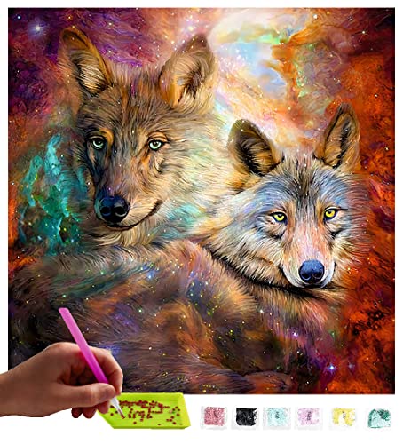 MISHBAY Diamond Painting Wolf - 30x40cm Diamond Painting Erwachsene - Diamant Painting Bilder Wölfe - DIY 5D Satz Wand Dekor Diamantstickerei von MISHBAY