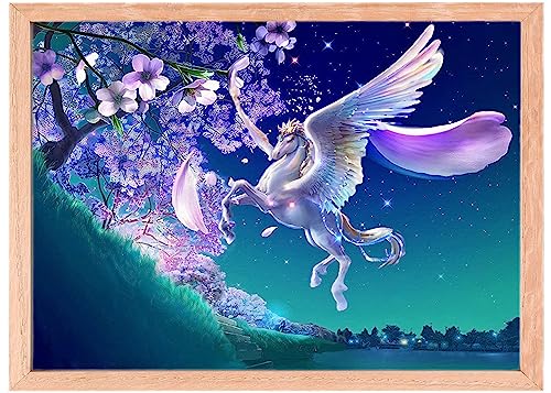 MISHBAY Diamond Painting - Pegaz 30x40cm Diamond Painting Erwachsene - Diamant Painting Bilder mit Rahmen - DIY 5D Satz Wand Dekor Diamantstickerei Pferde von MISHBAY