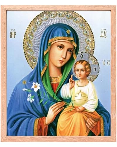 MISHBAY Diamond Painting Religion - 30x40cm Diamond Painting Erwachsene mit Rahmen - Diamant Painting Bilder Mutter Gottes - DIY 5D Satz Wand Dekor Diamantstickerei von MISHBAY