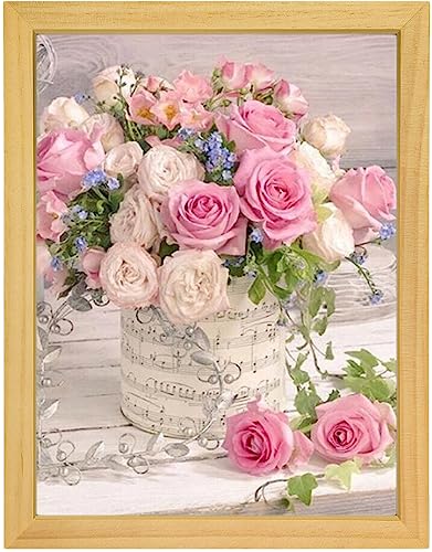 MISHBAY Diamond Painting Rosen - 30x40cm Diamond Painting Erwachsene mit Rahmen - Diamant Painting Bilder Blumen - DIY 5D Satz Wand Dekor Diamantstickerei von MISHBAY