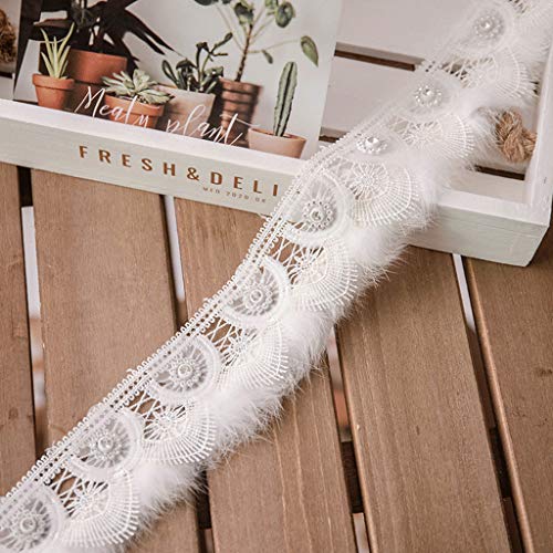 MISHITI 1 Yard Plissee Mesh Lace Rüschenbesatz Band Perle Perlen DIY Nähapplikation von MISHITI