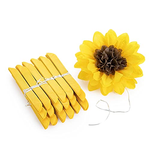 MISU Sonnenblumen, Party-Dekorationen, gelbe Seiden-Pompons, Papierblumen für Klassenzimmer, Babyparty, Hochzeit, Geburtstag, Party, Hintergrund, Heimdekoration, 25,4 cm, 18 Stück von MISU