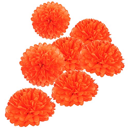 Pompons aus Seidenpapier, 25,4 cm, Orange, für Geburtstag, Hochzeit, Babyparty, Teeparty, Dessert, Tischdekoration, 18 Stück von MISU