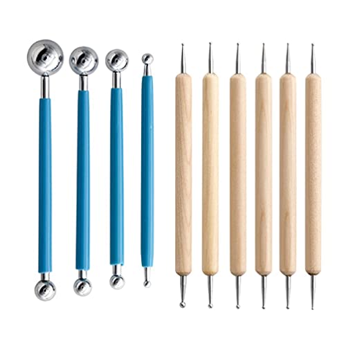 MISUVRSE 10 stücke Ball Stylus Dotting Pen Modellierwerkzeug Für Formgebung Sculpting Doppelendige Werkzeuge Keramik Werkzeug DIY Kinder Set Ton Kunststoff Handwerk Zum von MISUVRSE