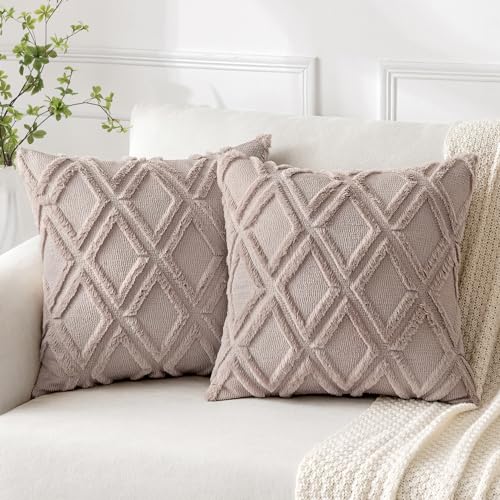 MIULEE 2er Set Kissenbezug Zierkissen Wolle Kissenbezüge Samt Fellkissen Boho Deko Kissen Flauschig Sofakissen Dekokissen für Sofa Schlafzimmer Wohnzimmer 40x40 cm Sand von MIULEE