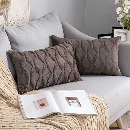 MIULEE Kissenbezüge 2er Set Wolle Sofakissen Sanft Dekokissen Weich Kissenbezug Couchkissen Dekorativ Zierkissenbezug für Sofa Bett Wohnzimmer Schlafzimmer klassischer Style Braun 30x50cm von MIULEE